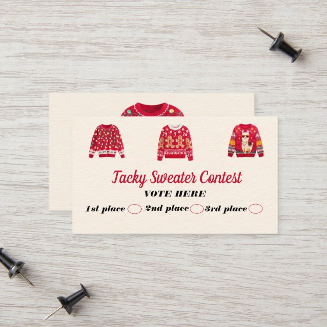 Tacky Sweater Contest Voting Cards (Fram/Back In Situ)