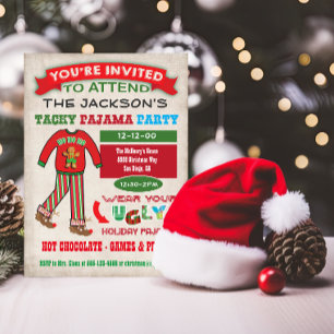 Tacky Ugly jul Pajamas Party-inbjudan Inbjudningar