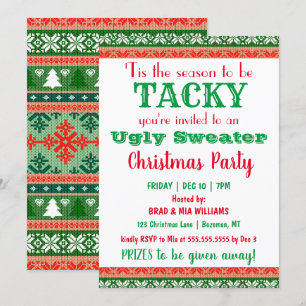 Tacky Ugly Sweater jul Party Inbjudningar