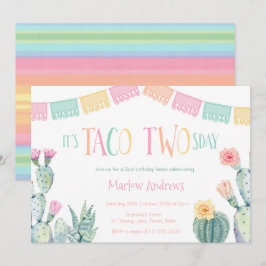 Taco 2:a födelsedagen 2:a Party Fiesta for Girl Inbjudningar
