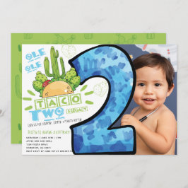 Taco 2:a födelsedagen Fiesta Photo Inbjudningar