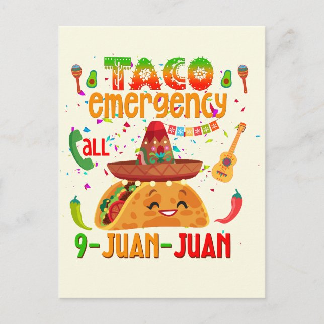 Taco akut call 9 JUAN JUAN Cinco de Mayo Vykort (Framsida)