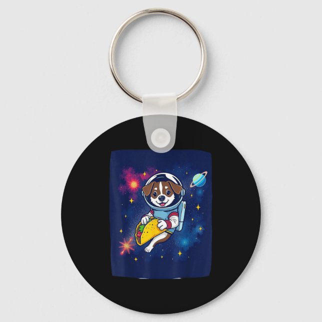 Taco älskande hund astronaut firar cinco de mayo nyckelring (Framsida)