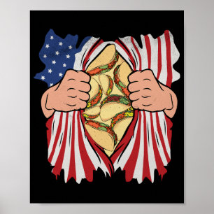 Taco Älskare 4 juli USA flagga Mexikanska Tacos Poster