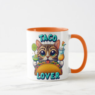 Taco Älskare-katt med fräschande dryck Mugg