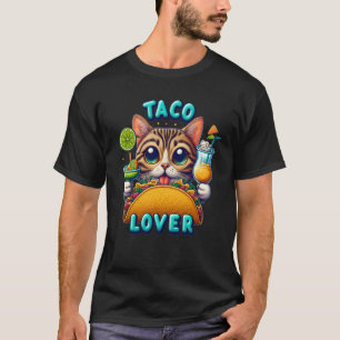 Taco Älskare-katt med fräschande dryck T Shirt