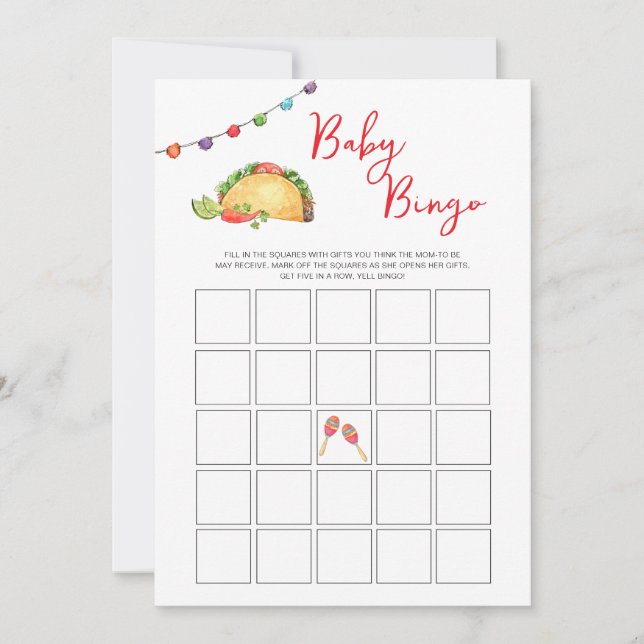 Taco Baby Shower Bingo spel Inbjudningar (Framsida)