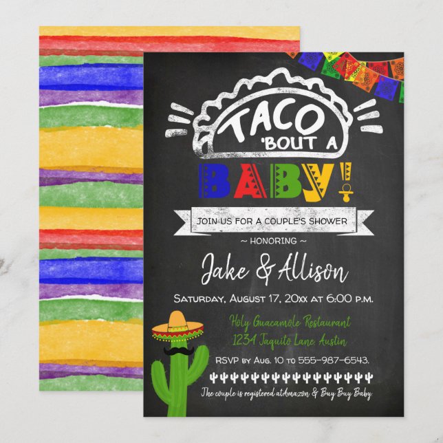 Taco Baby Shower för par Inbjudningar (Fram/baksida)