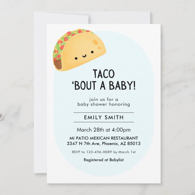 Taco Baby Shower Inbjudan (Framsida)