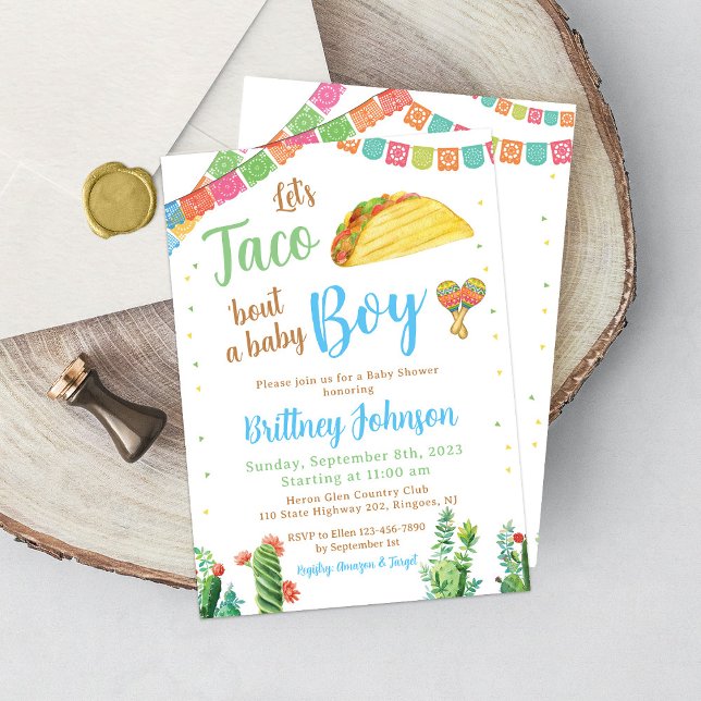 Taco Baby Shower-inbjudan Boy Fiesta Mexican Inbjudningar (Skapare uppladdad)