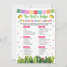 Taco Baby Shower What's in your Purse Game Rådkort