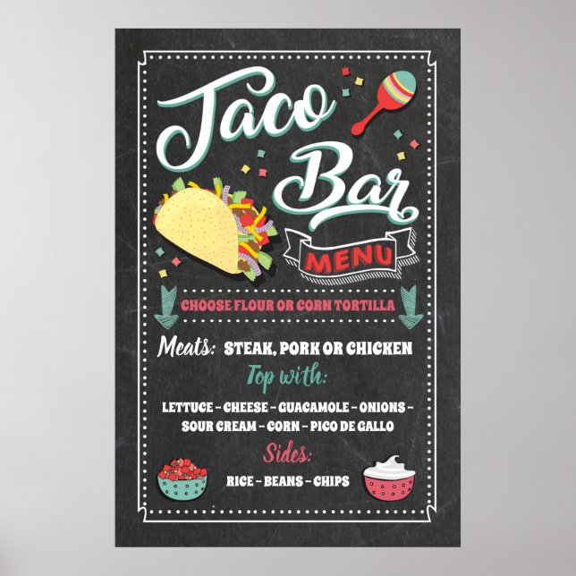 Taco Bar Meny Partyschild Poster (Framsidan)