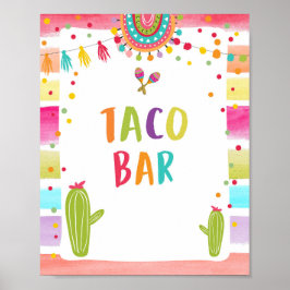 Taco Bar Mexikansk Mat Kaktus Fiesta Bordsskylt Poster