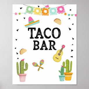 Taco Bar Mexikansk Mat Kaktus Fiesta Bordsskylt Poster
