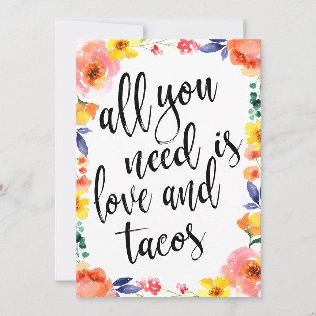 Taco bar prisvärt boho blommig skylt (Framsida)