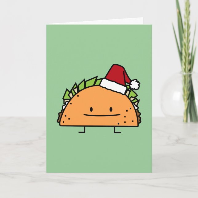 Taco bar Santa Hat-snäckan kött salsa Helgkort (Framsida)