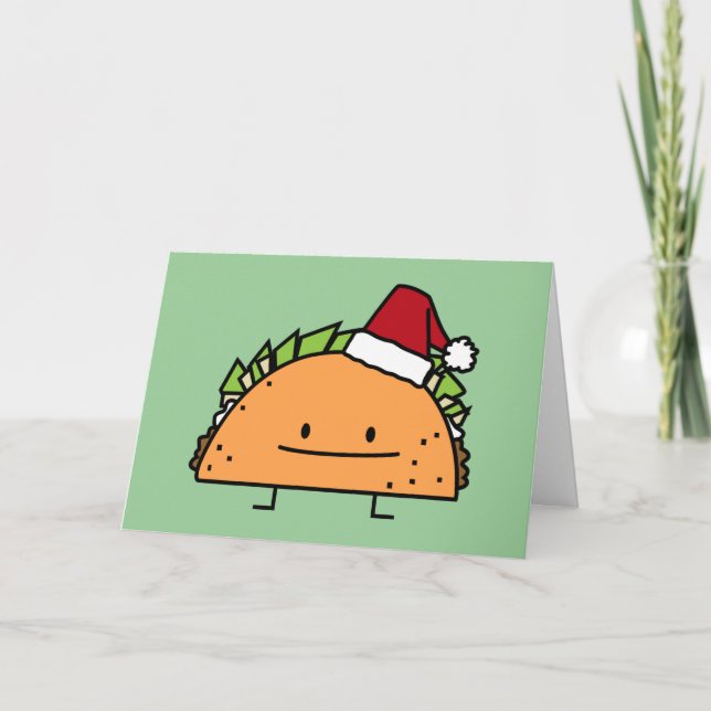 Taco bar Santa Hat-snäckan kött salsa Helgkort (Framsida)