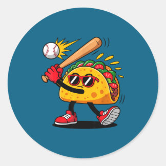 Taco baseball mexican cinco de mayo men kids  runt klistermärke