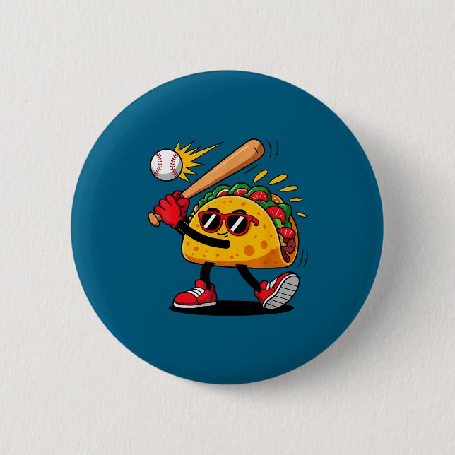 Taco baseboll mexikansk cinco de mayo män barn  knapp (Framsida)