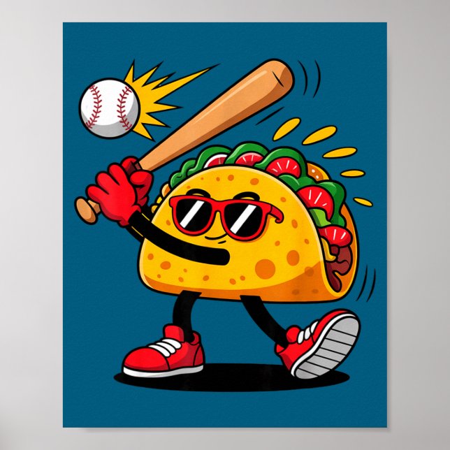 Taco baseboll mexikansk cinco de mayo män barn  poster (Framsidan)