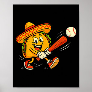 Taco baseboll rolig mexikansk fiesta sombrero cinc poster