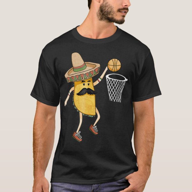 Taco Basketball Slam dunk Sports Funny Cinco De T Shirt (Framsida)