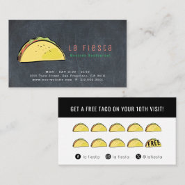 Taco Black Chalkboard Social Media Loyalty Card Visitkort