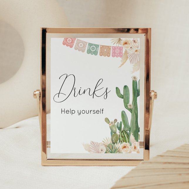 Taco Bout A Baby Baby Shower Drinks Poster (Boho Fiesta Baby Shower Drinks Sign)