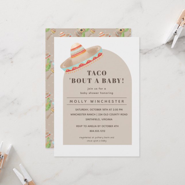 Taco Bout a Baby Baby Shower-inbjudan Inbjudningar (Fram/Back In Situ)