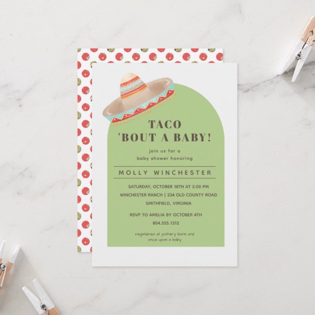 Taco Bout a Baby Baby Shower-inbjudan Inbjudningar (Fram/Back In Situ)