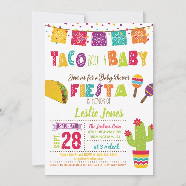 Taco Bout a Baby Baby Shower-inbjudan - vit Inbjudningar (Framsida)