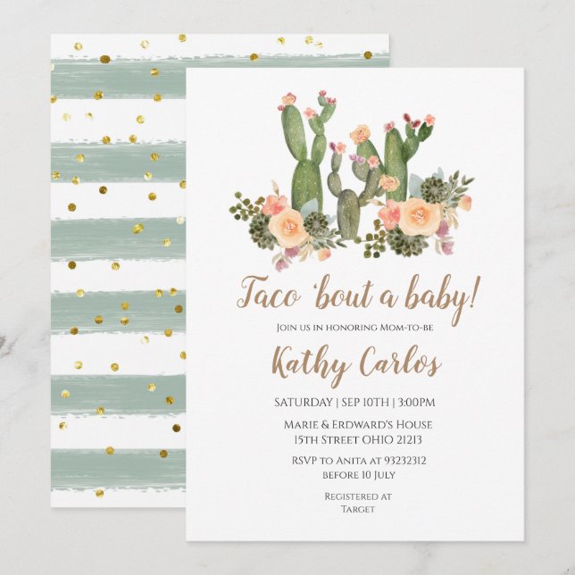 Taco"Bout A Baby bjudande Inbjudningar (Fram/baksida)