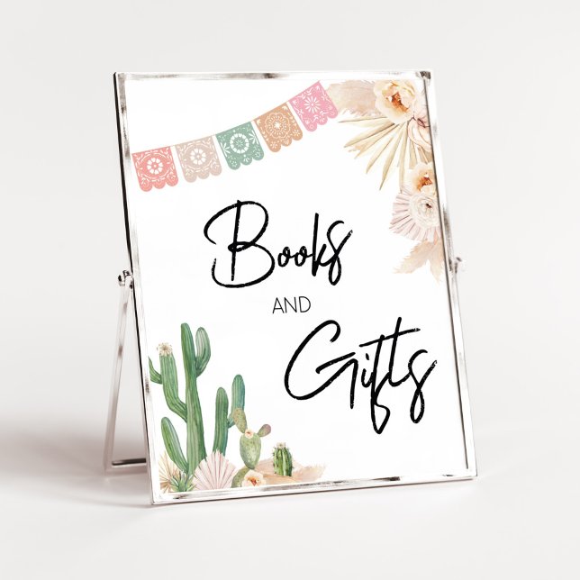Taco Bout A Baby Boho Baby Shower Bokar och presen Poster (Cactus Baby Shower Books and Gifts Sign)