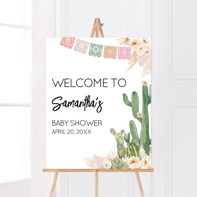 Taco Bout A Baby Boho Baby Shower Välkommen Poster (Cactus Baby Shower Welcome Sign)