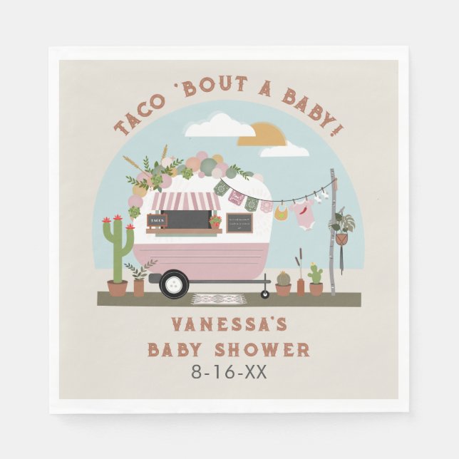 Taco Bout A Baby Boho Camper Girl Baby Shower Pappersservett (Framsidan)