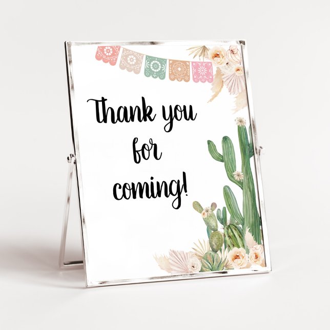Taco Bout A Baby Boho Tack för att du kom Poster (Cactus Baby Shower Thank you for Coming Sign)