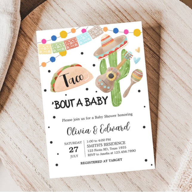 Taco Bout A Baby Cactus Baby Shower Inbjudningar (Fiesta Cactus Baby Shower Invitation)