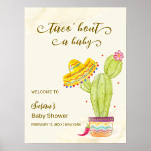Taco "Bout A Baby Cactus Baby Shower Välkommen Poster