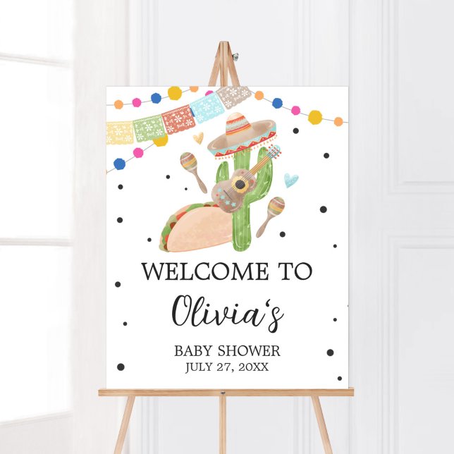 Taco Bout A Baby Cactus Välkommen Poster (Fiesta Cactus Baby Shower Welcome Sign)