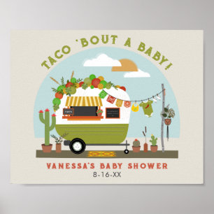 Taco Bout A Baby Camper Neutralt Baby Shower Poster