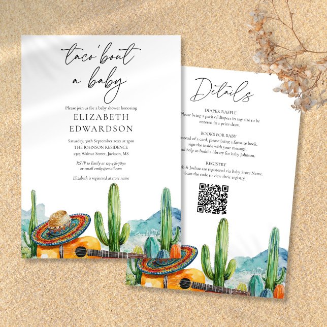 Taco Bout a Baby Fiesta all in one Baby Shower Inbjudningar (Taco Bout A Baby Fiesta All In One Baby Shower Invitation)