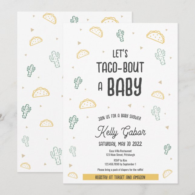 Taco-Bout a Baby, Fiesta Baby Shower-inbjudan Inbjudningar (Fram/baksida)