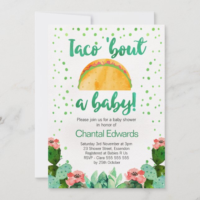 Taco 'Bout A Baby Fiesta Baby Shower-inbjudan Inbjudningar (Framsida)