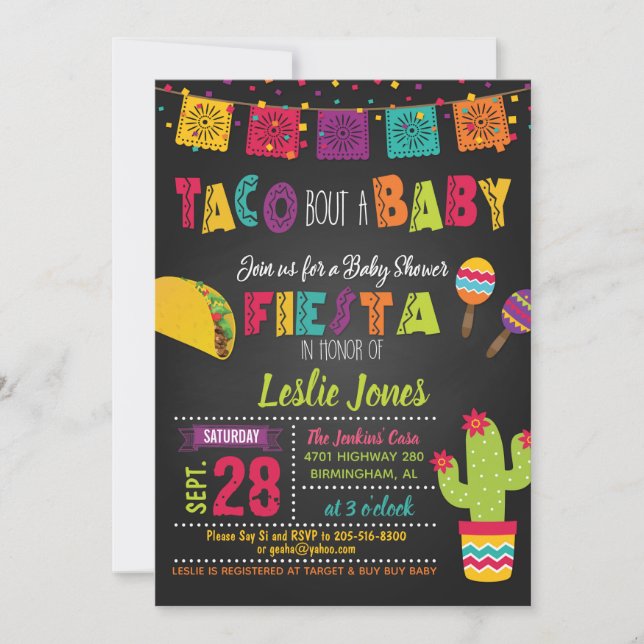 Taco Bout a Baby Fiesta Baby Shower-inbjudan Inbjudningar (Framsida)