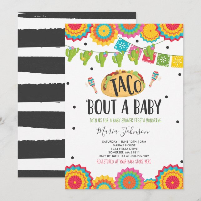 Taco 'Bout A Baby Fiesta Baby Shower Inbjudningar (Fram/baksida)