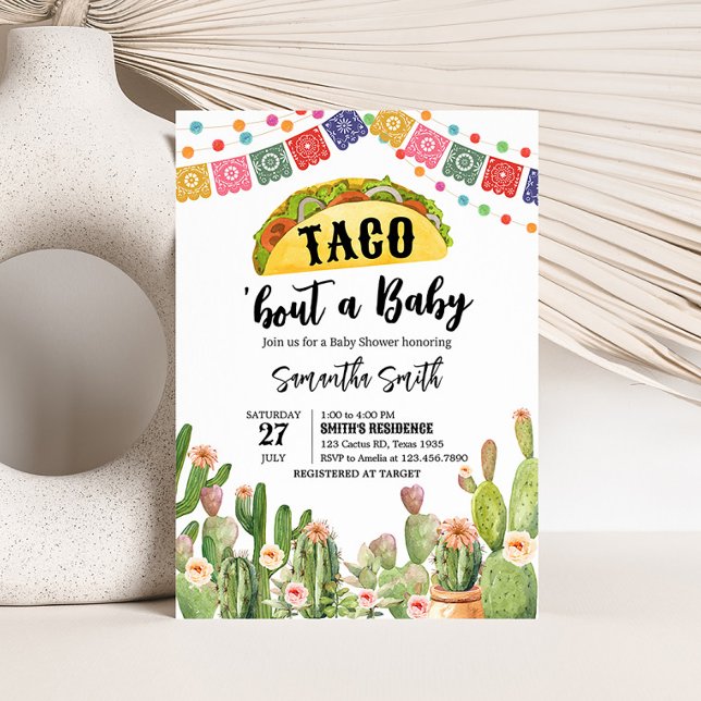 Taco Bout A Baby Fiesta Baby Shower Inbjudningar (Fiesta Cactus Baby Shower Invitation)