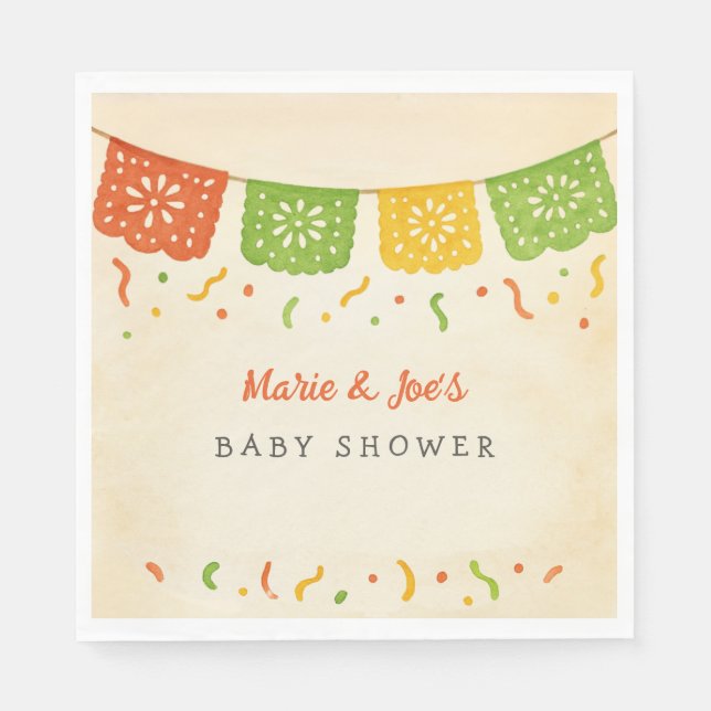 Taco Bout A Baby Fiesta Baby Shower Napkins Pappersservett (Framsidan)