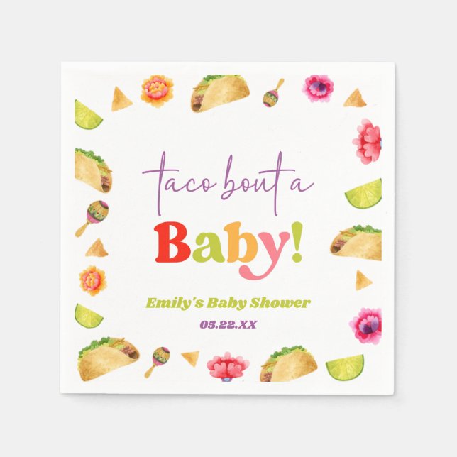 Taco Bout A Baby! Fiesta Baby Shower Pappersservett (Framsidan)