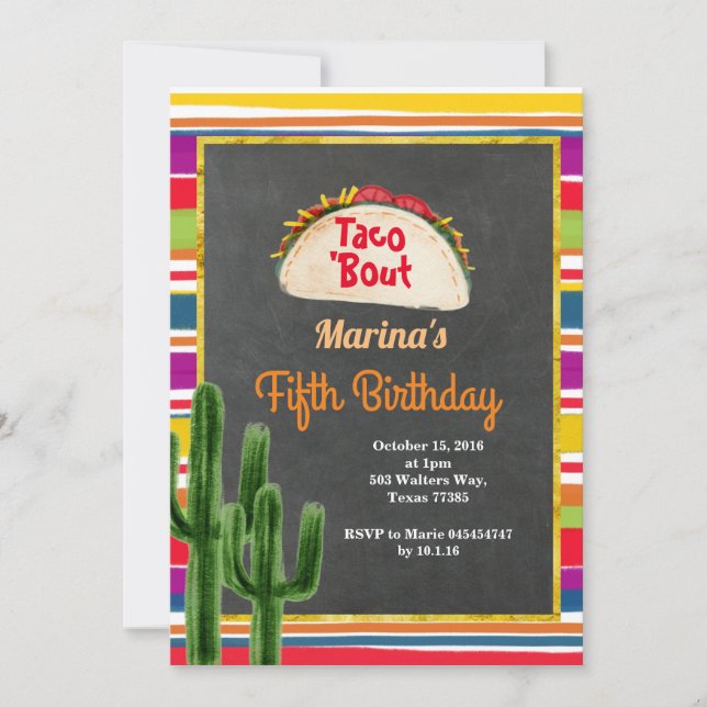 Taco 'Bout A Baby Fiesta Birthday bjudande Inbjudningar (Framsida)
