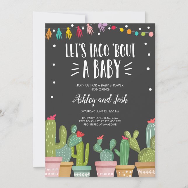 Taco Bout a Baby Fiesta Par Shower-inbjudan Inbjudningar (Framsida)